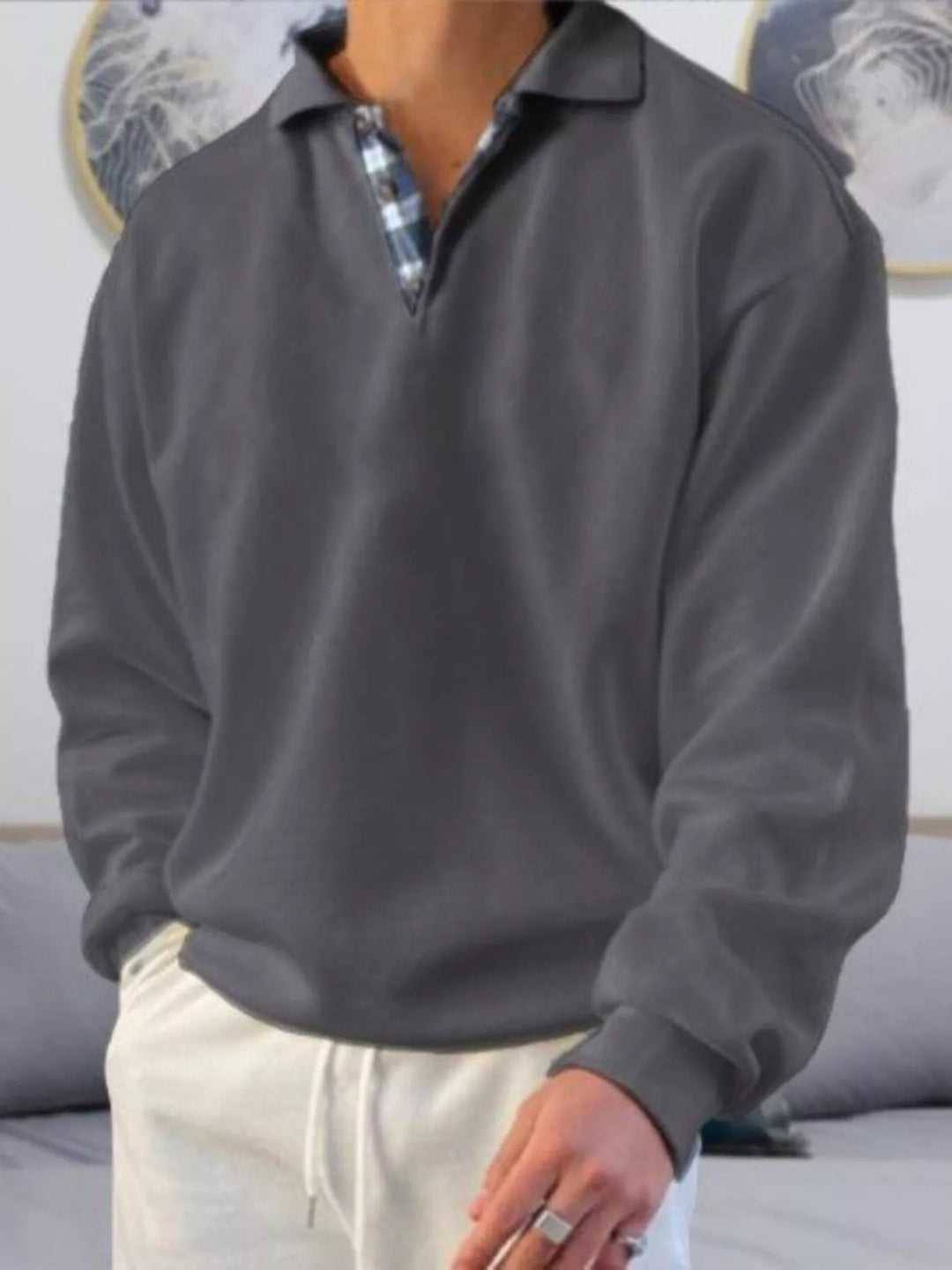 Mens Polo Shirt Long Sleeve Classic Fit
