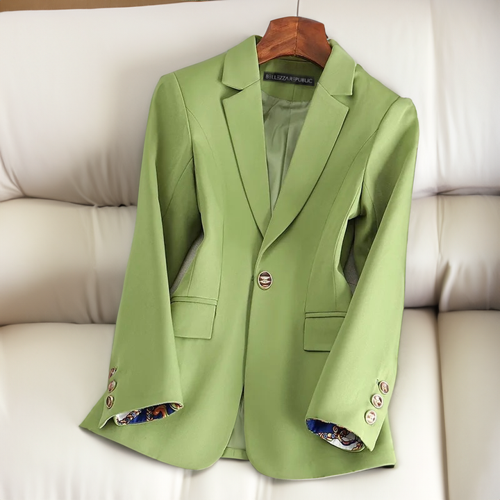 Womens Cotton Blend Blazer Tailored Fit Notch Collar Jacket