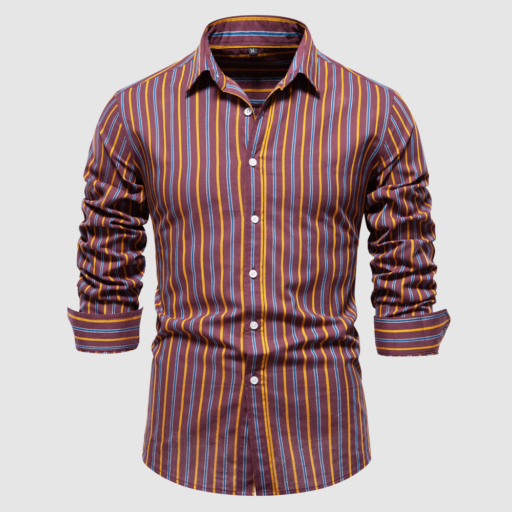 Mens Casual Shirt Striped Classic Fit - BritishMode