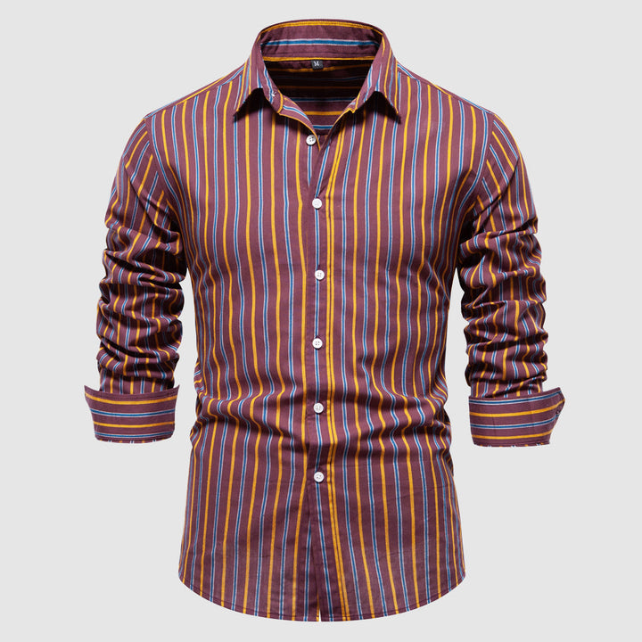 Mens Casual Shirt Striped Classic Fit - BritishMode