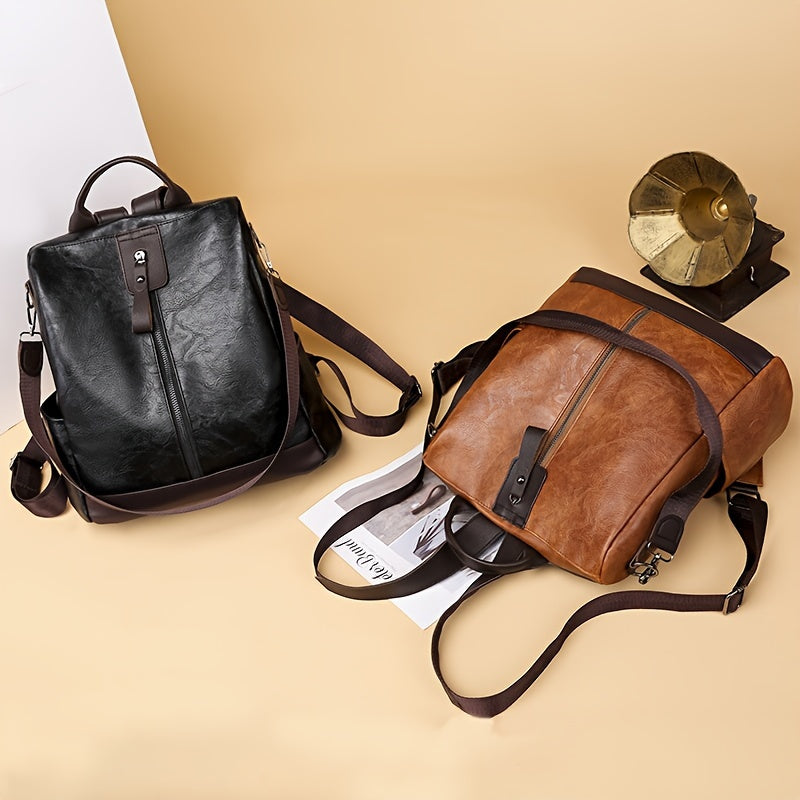 Womens Backpack Vegan PU Leather Secure Design