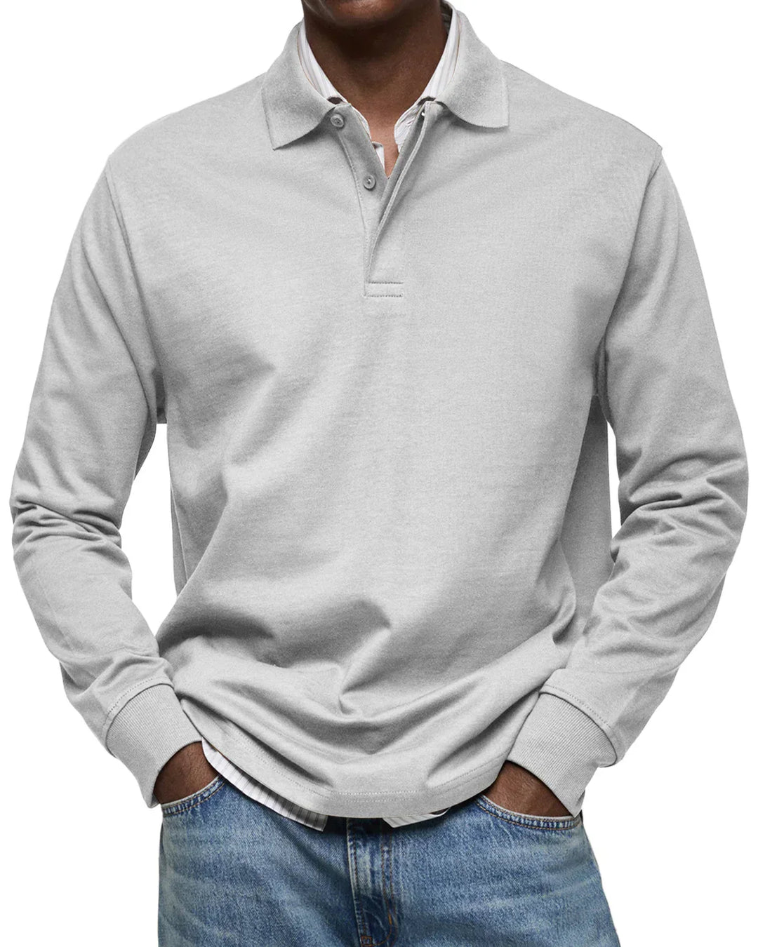 Mens Polo Shirt Cotton Long Sleeve Classic Fit - BritishMode