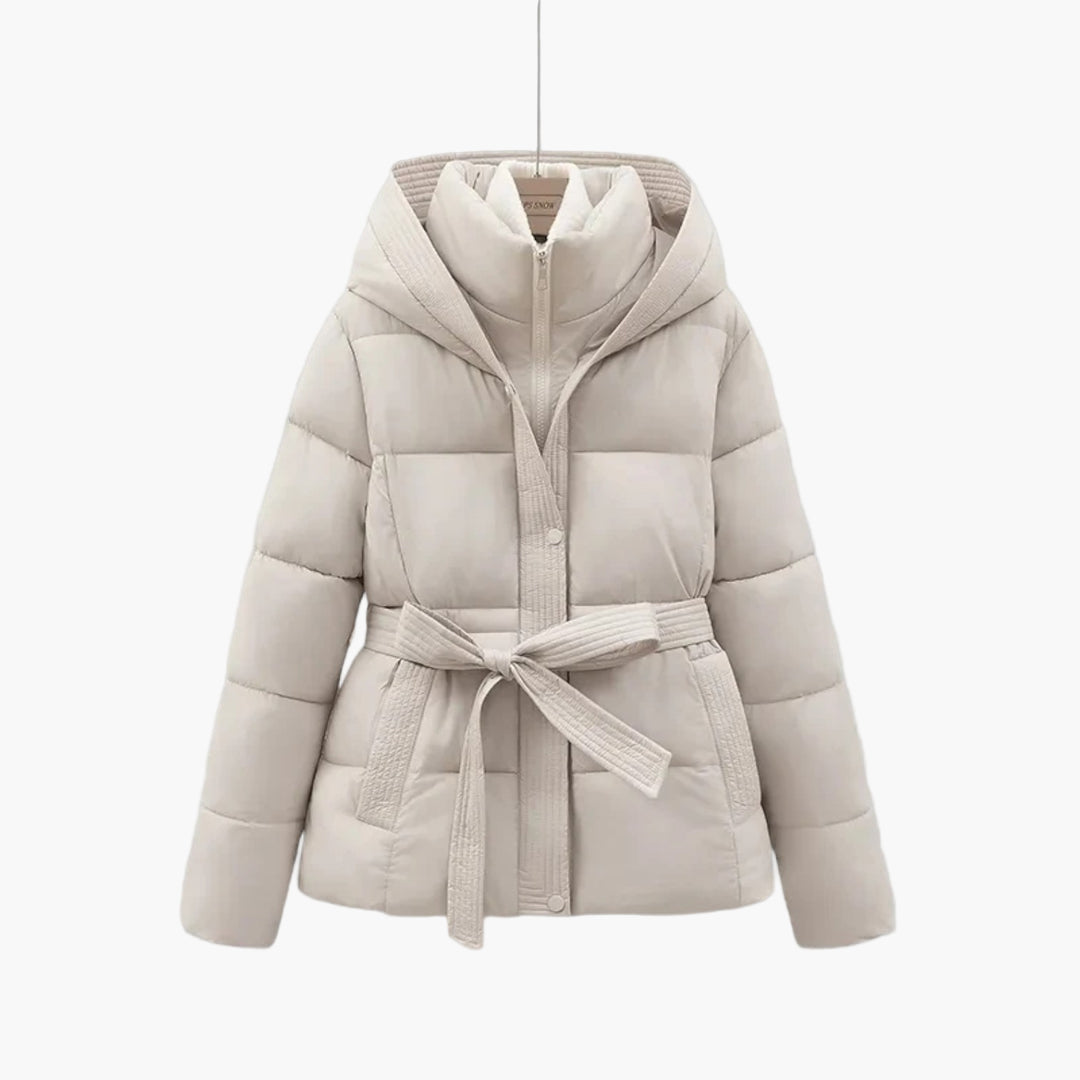 Womens Winter Parka Coat Belted Elegant Fit