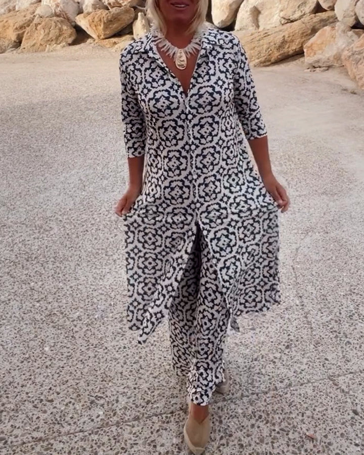 Womens Two-Piece Outfit Floral Pattern Relaxed Fit - BritishMode