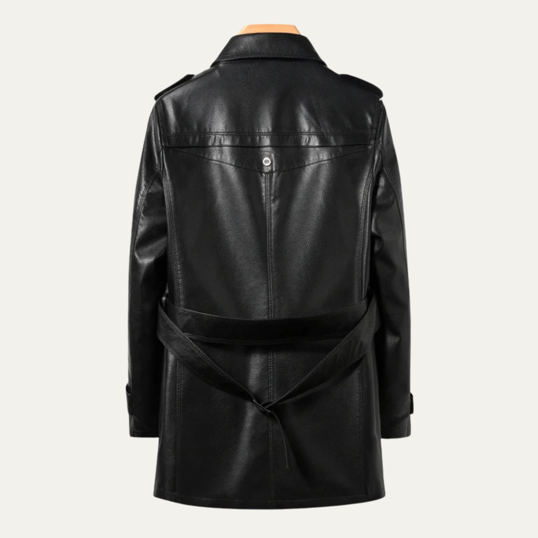 Mens Leather Trench Coat Smart Business Fit