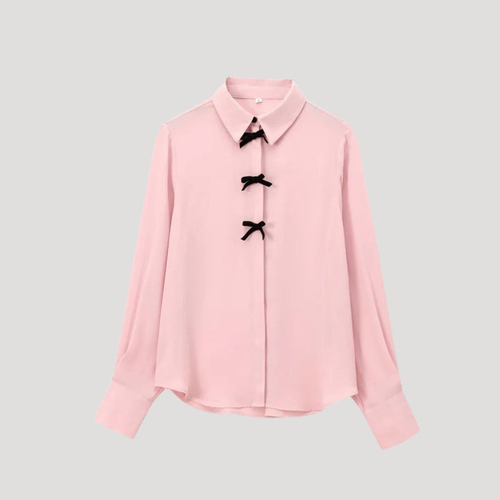 Womens Silk Blouse with Ruffle and Long Sleeve
