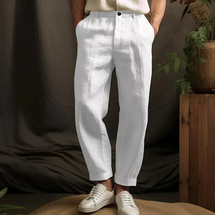Mens Classic Linen Pants Comfortable Fit - BritishMode