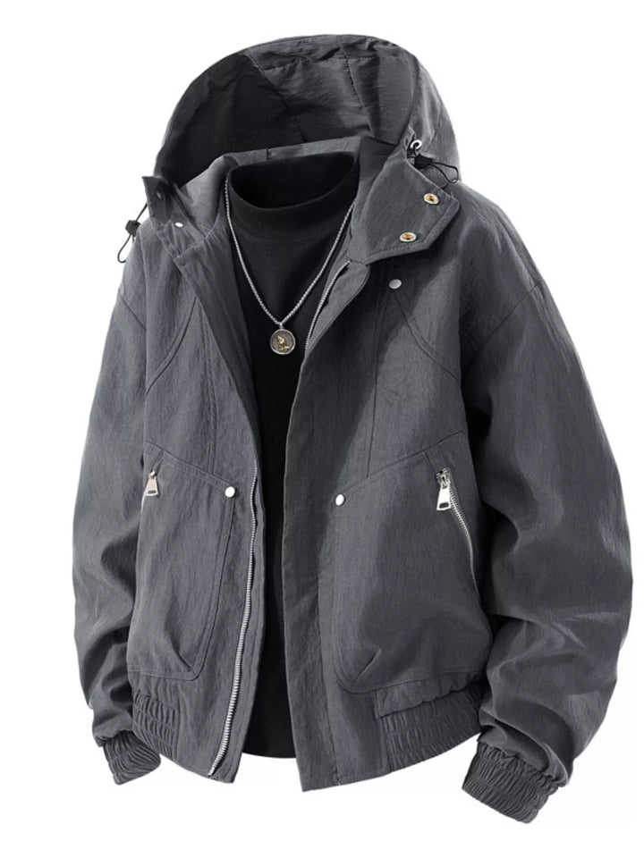 Mens Waterproof Hooded Windbreaker Relaxed Fit - BritishMode