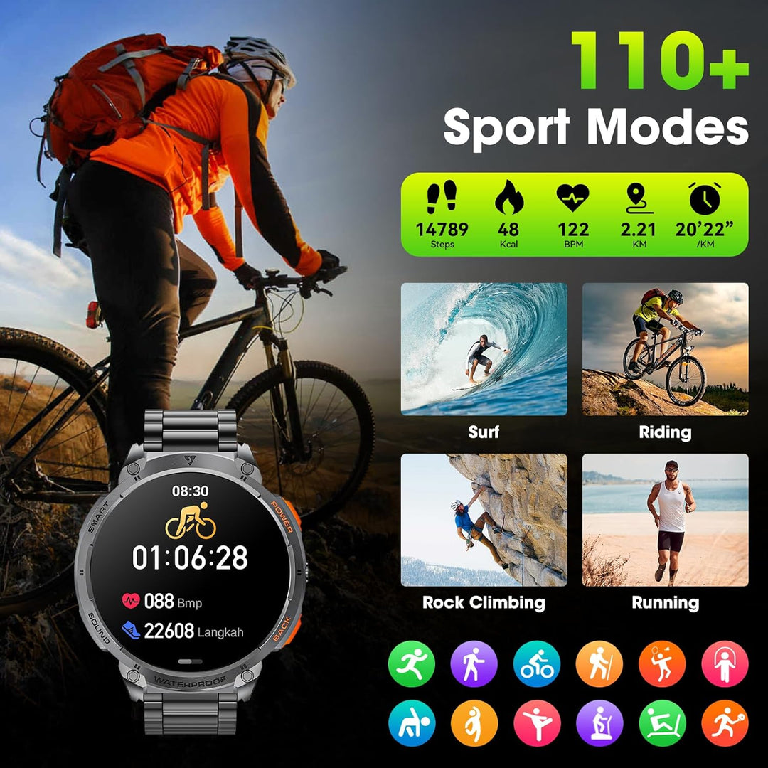 Mens Smart Watch HD Screen Flashlight Feature