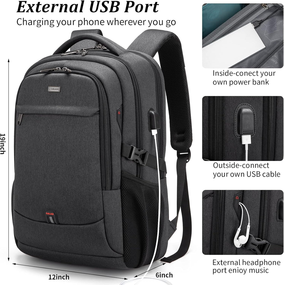 Unisex Travel Laptop Backpack Water-Resistant USB Port Organized