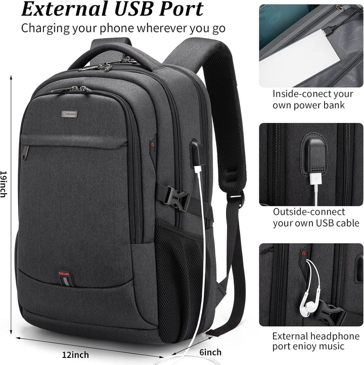Unisex Travel Laptop Backpack Water-Resistant USB Port Organized