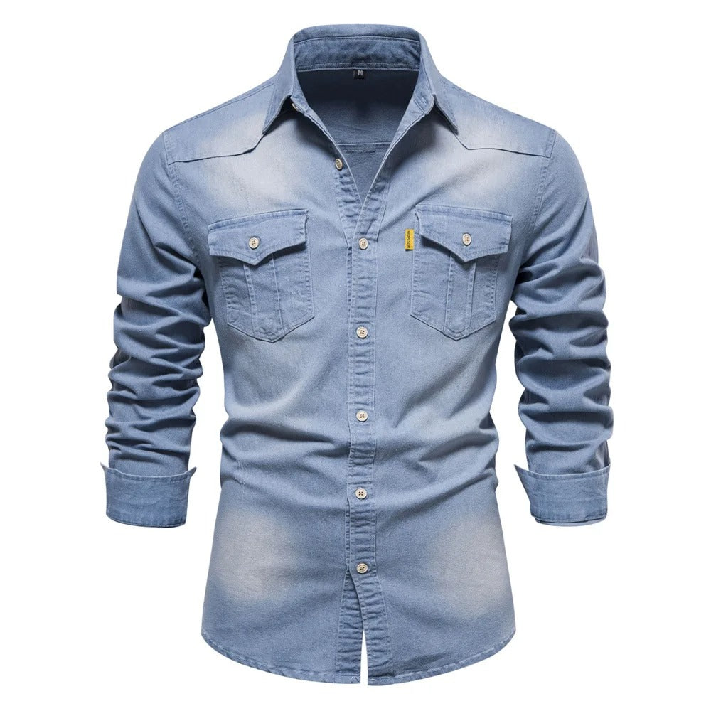 Mens Denim Shirt Classic Western Style - BritishMode