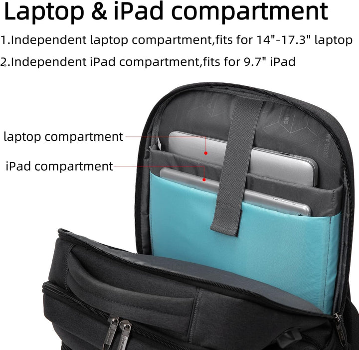 Unisex Travel Laptop Backpack Water-Resistant USB Port Organized