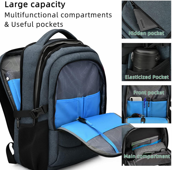 Unisex Travel Laptop Backpack Water-Resistant USB Port Organized
