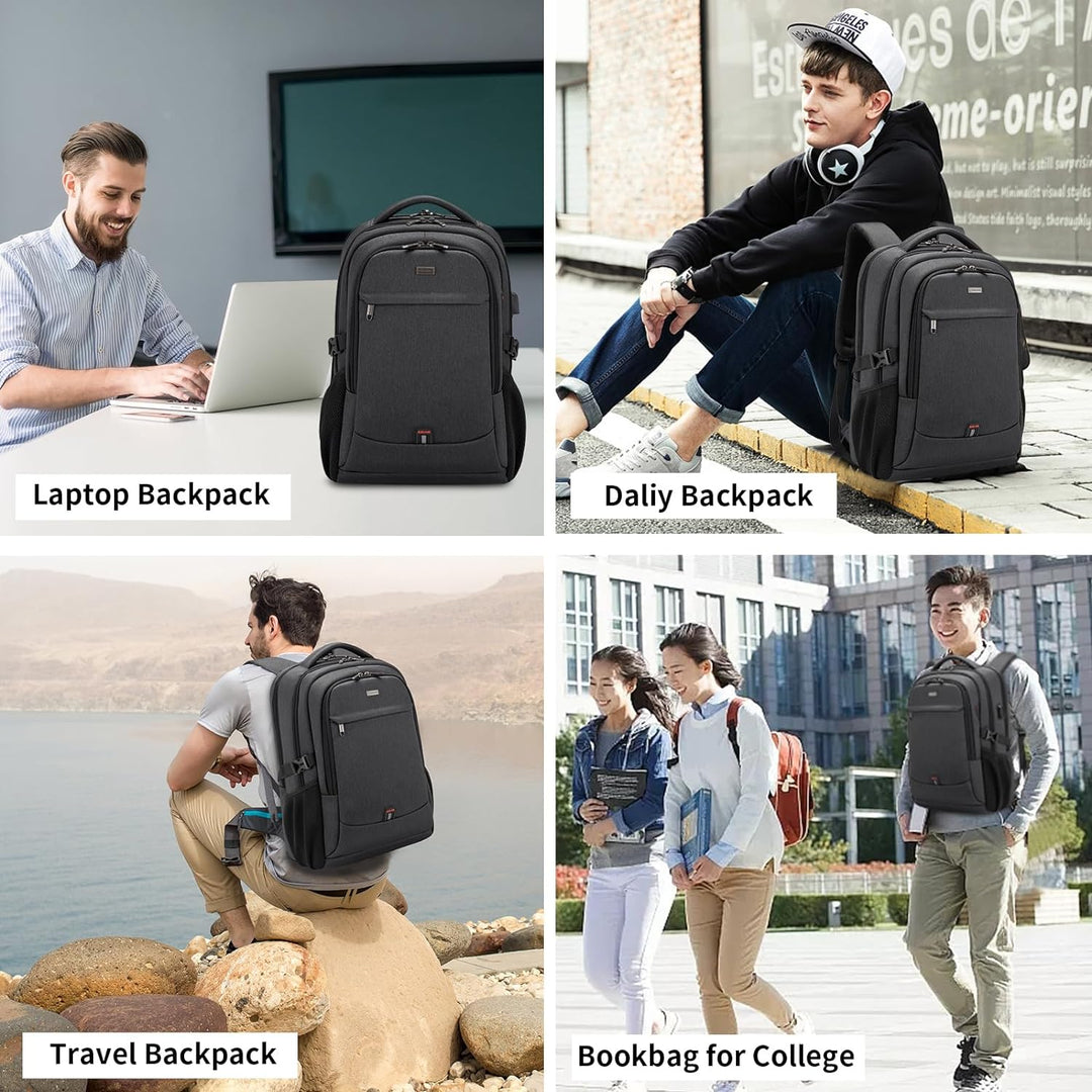 Unisex Travel Laptop Backpack Water-Resistant USB Port Organized