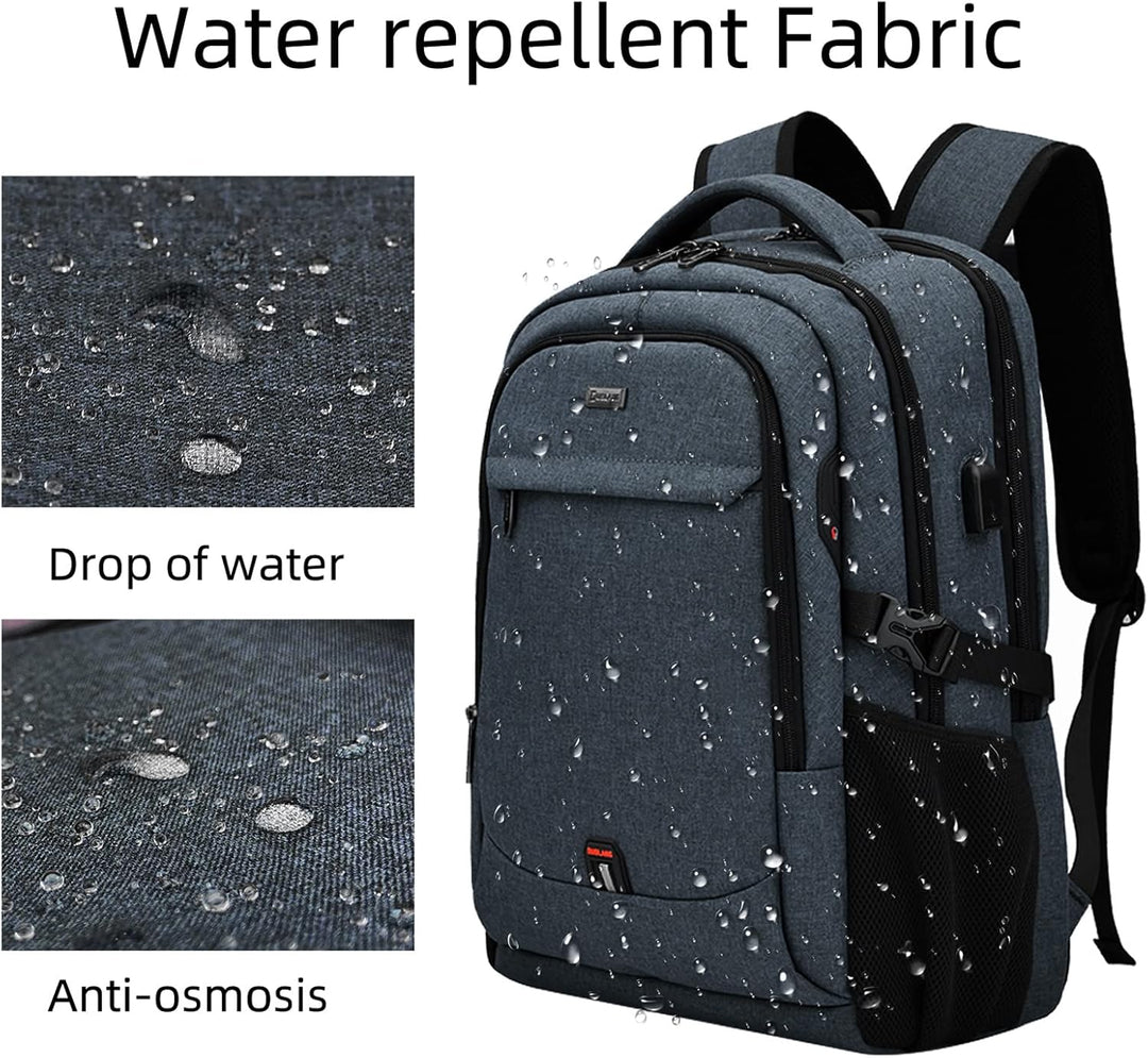 Unisex Travel Laptop Backpack Water-Resistant USB Port Organized