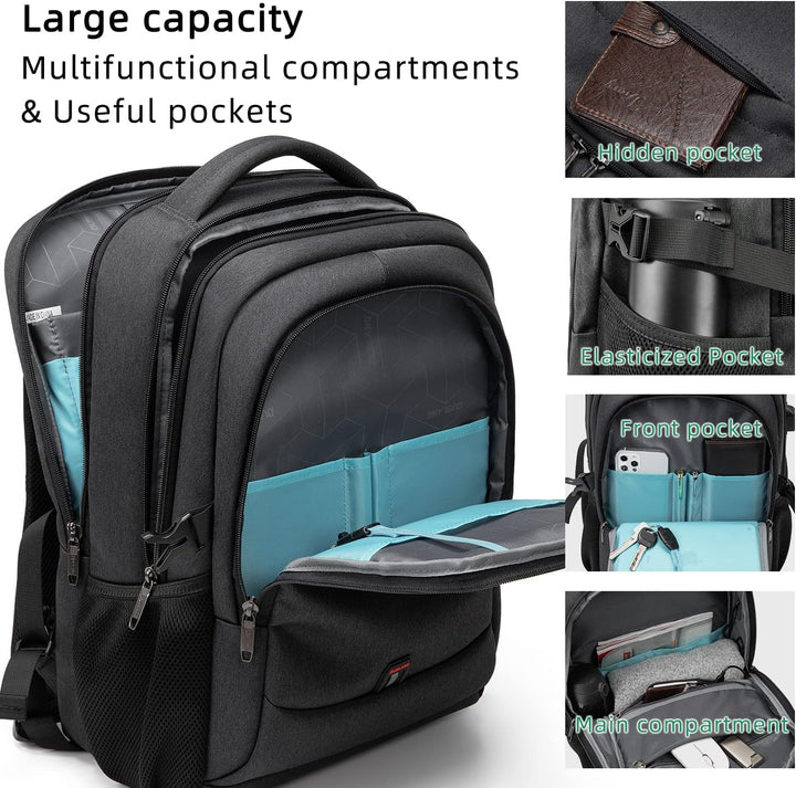 Unisex Travel Laptop Backpack Water-Resistant USB Port Organized
