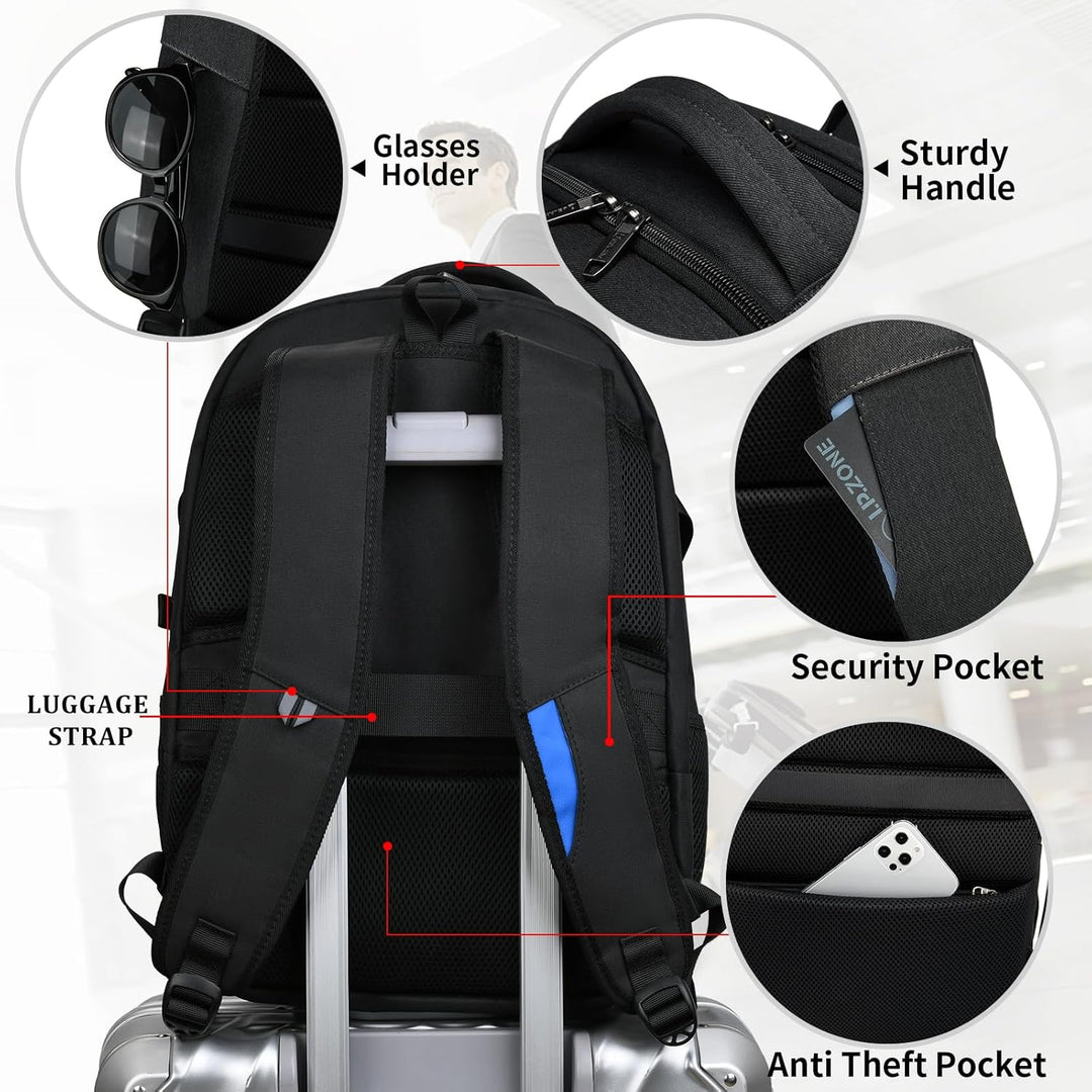 Unisex Travel Laptop Backpack Water-Resistant USB Port Organized