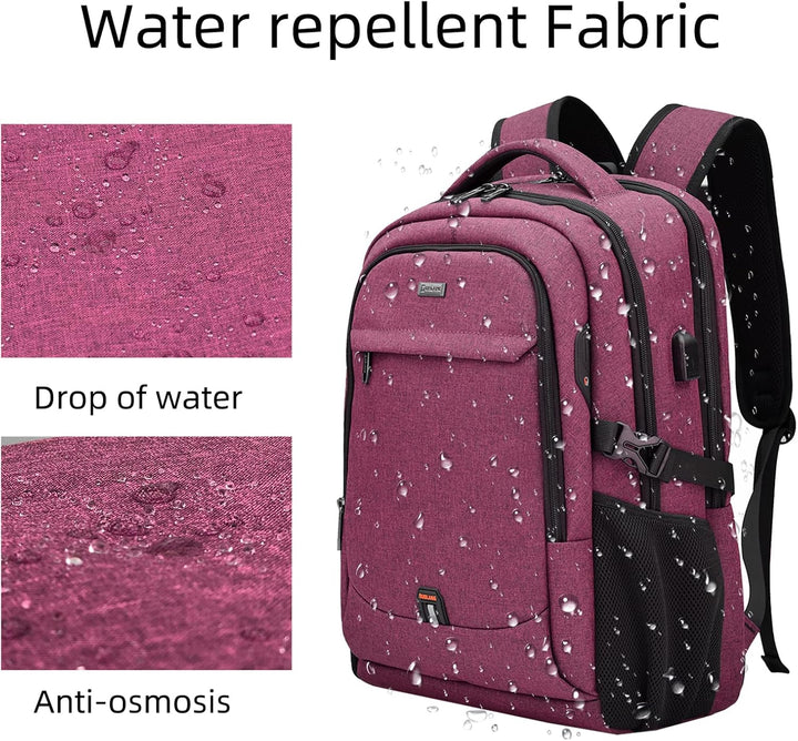 Unisex Travel Laptop Backpack Water-Resistant USB Port Organized