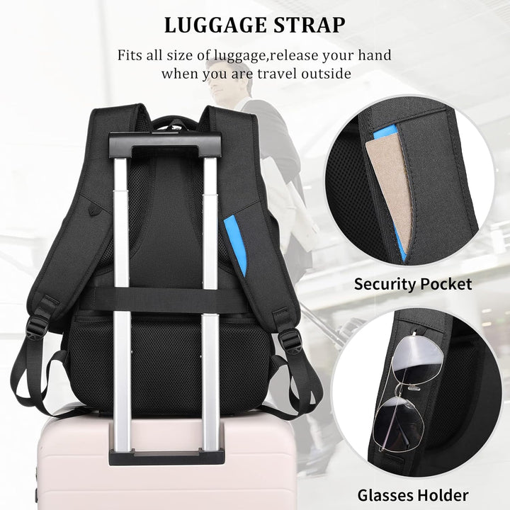 Unisex Travel Laptop Backpack Water-Resistant USB Port Organized