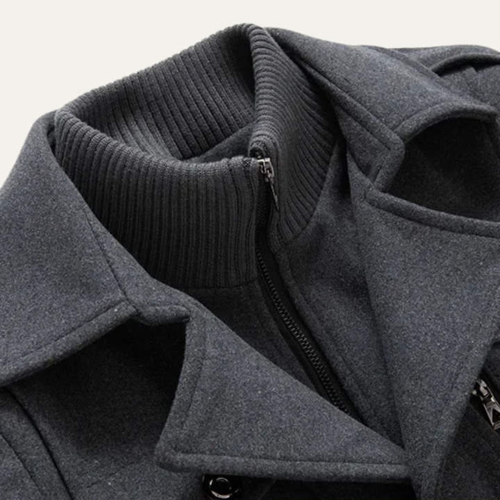 Mens Wool Blend Winter Coat Smart Lapel Classic Fit