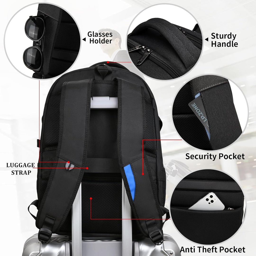 Unisex Travel Laptop Backpack Water-Resistant USB Port Organized