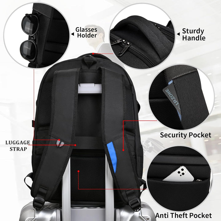 Unisex Travel Laptop Backpack Water-Resistant USB Port Organized