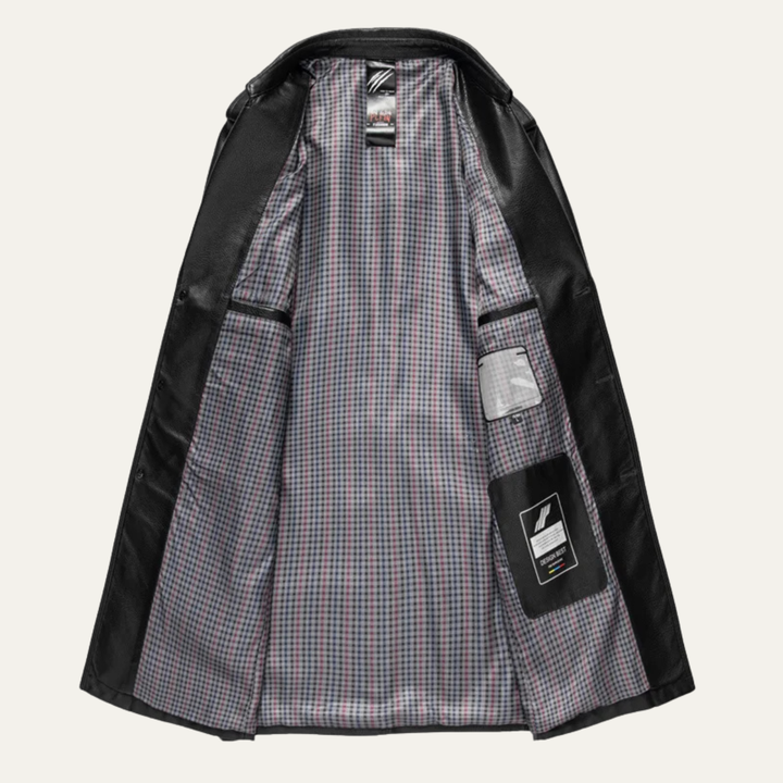 Mens Leather Trench Coat Smart Business Fit