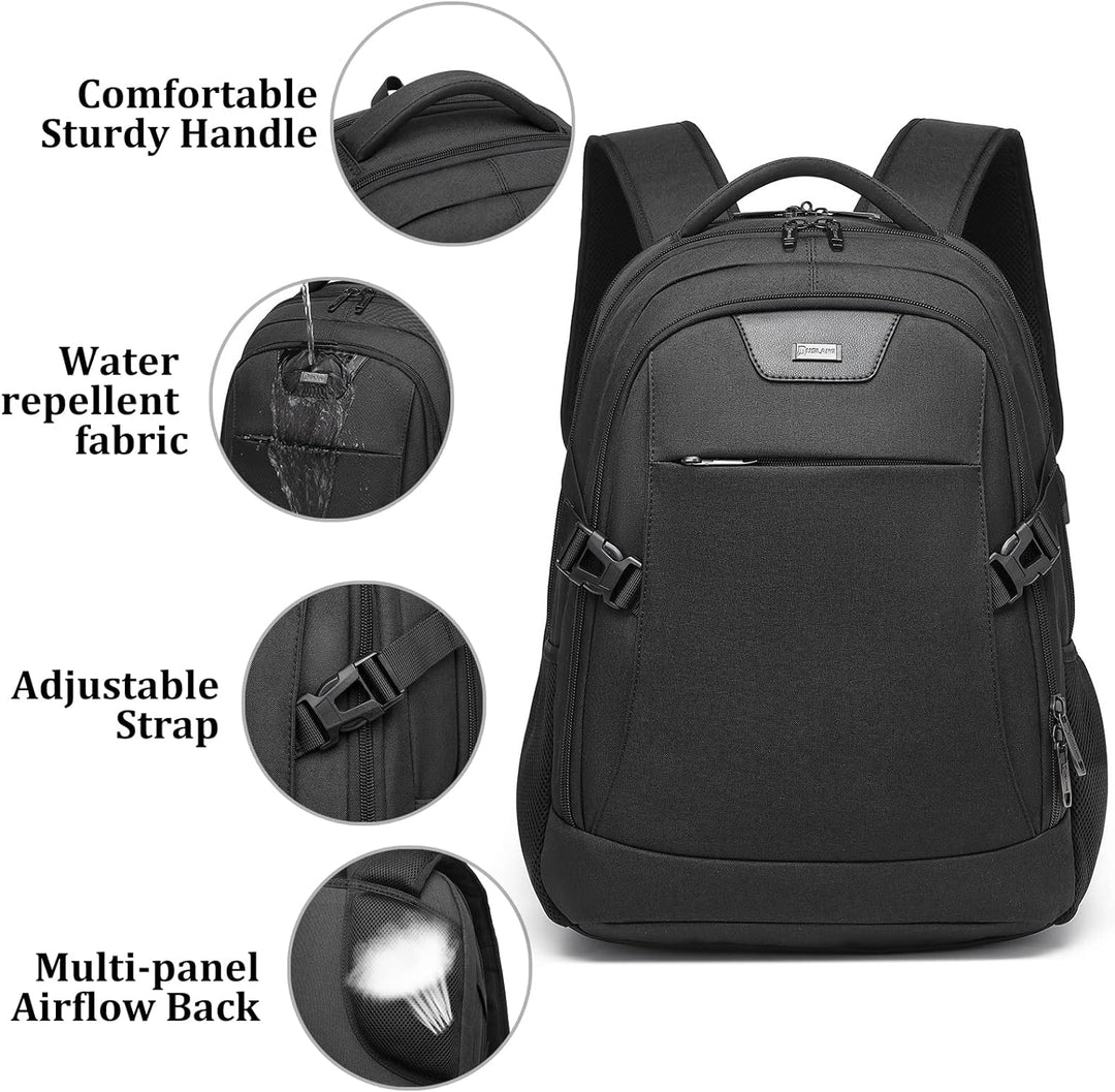 Unisex Travel Laptop Backpack Water-Resistant USB Port Organized
