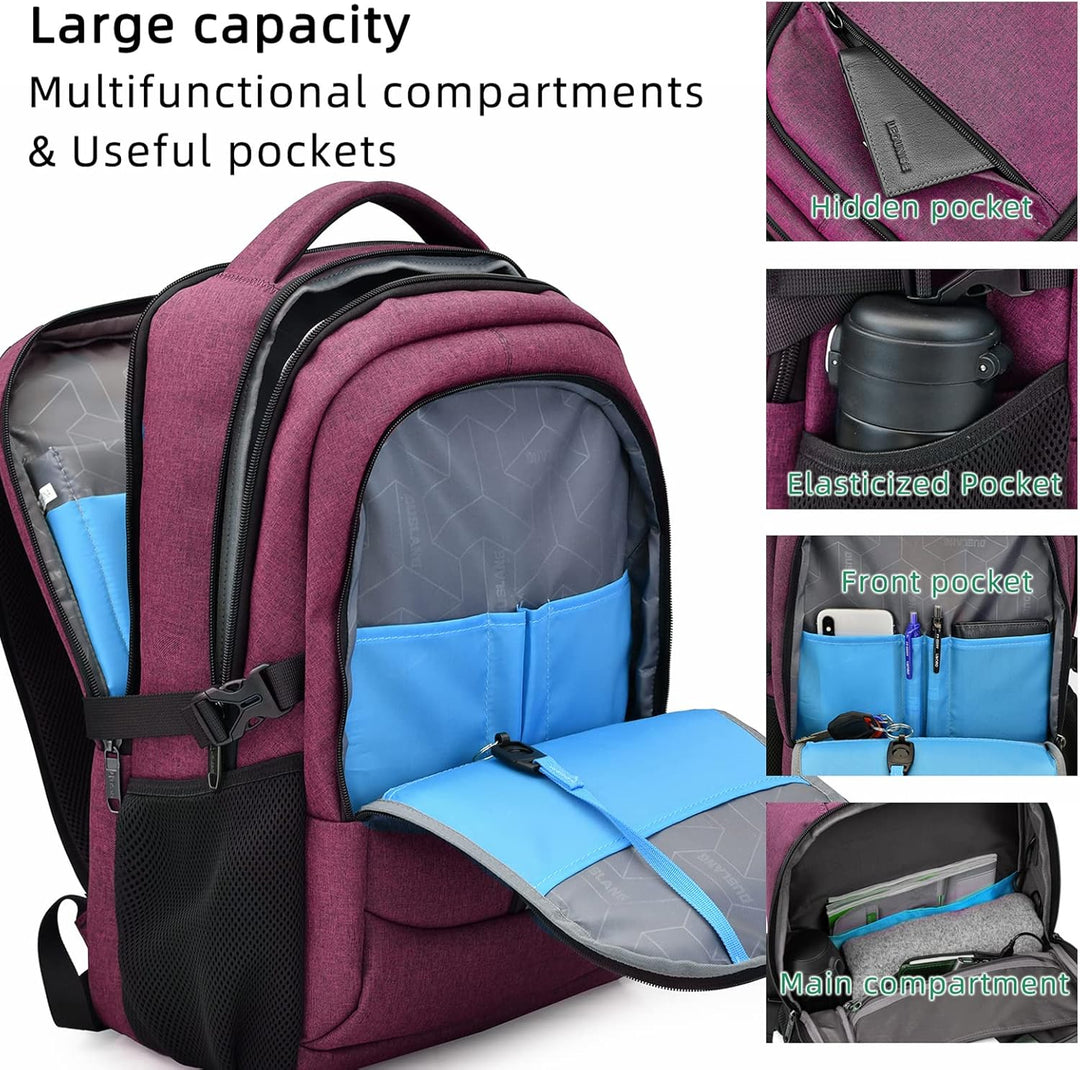 Unisex Travel Laptop Backpack Water-Resistant USB Port Organized