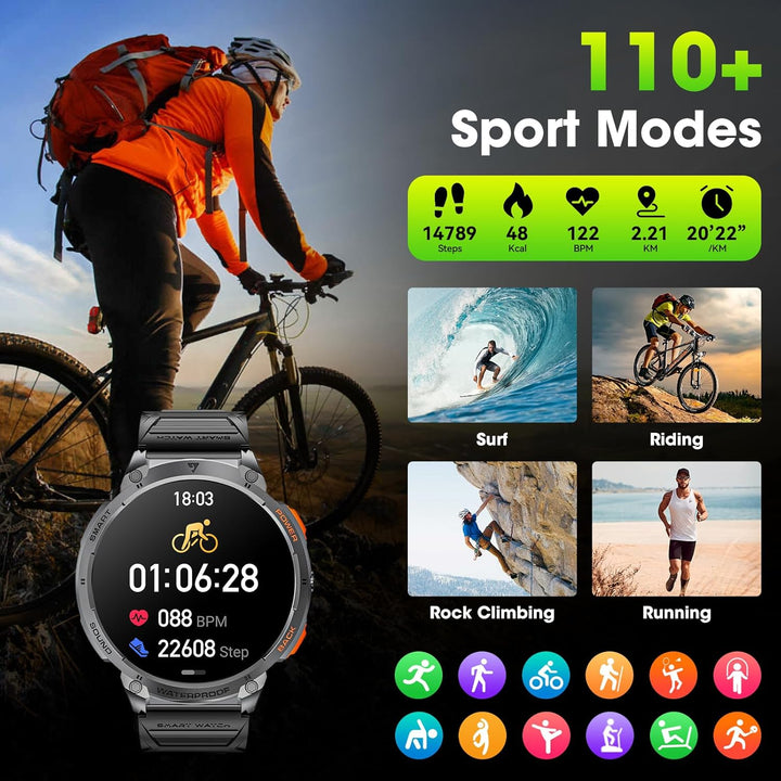 Mens Smart Watch HD Screen Flashlight Feature