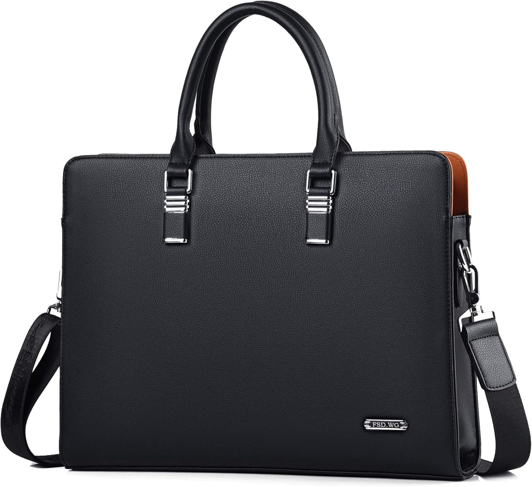 Mens Leather Business Briefcase Multi-Compartment Professional Style