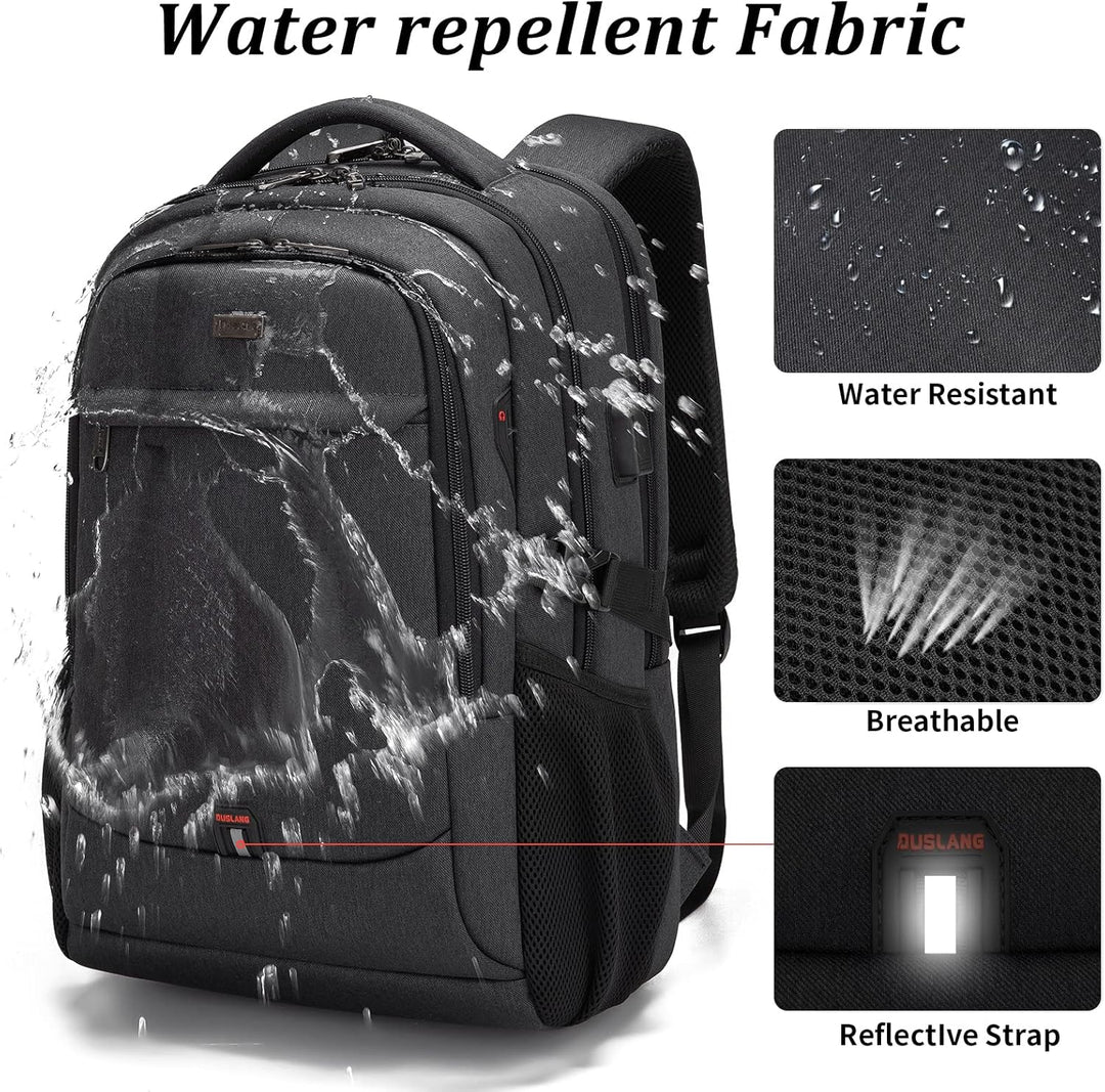 Unisex Travel Laptop Backpack Water-Resistant USB Port Organized