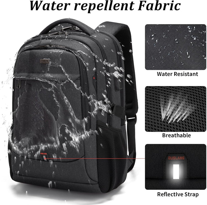 Unisex Travel Laptop Backpack Water-Resistant USB Port Organized