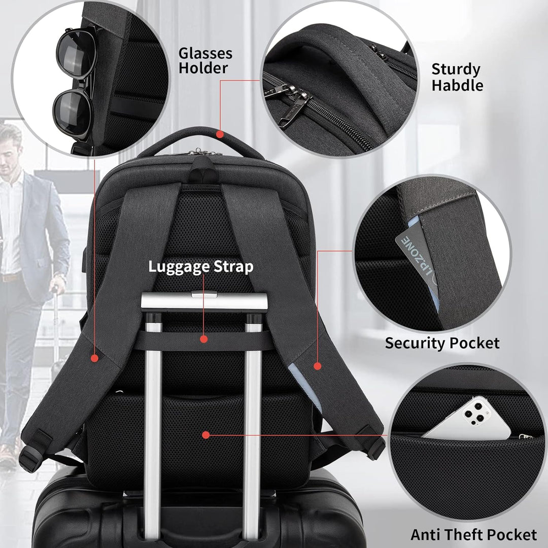 Unisex Travel Laptop Backpack Water-Resistant USB Port Organized