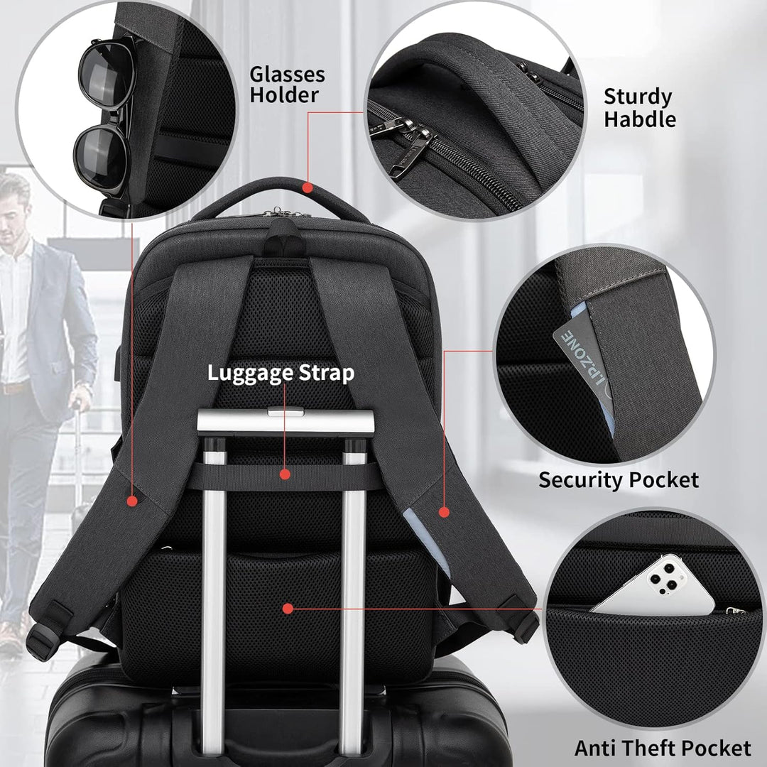 Unisex Travel Laptop Backpack Water-Resistant USB Port Organized