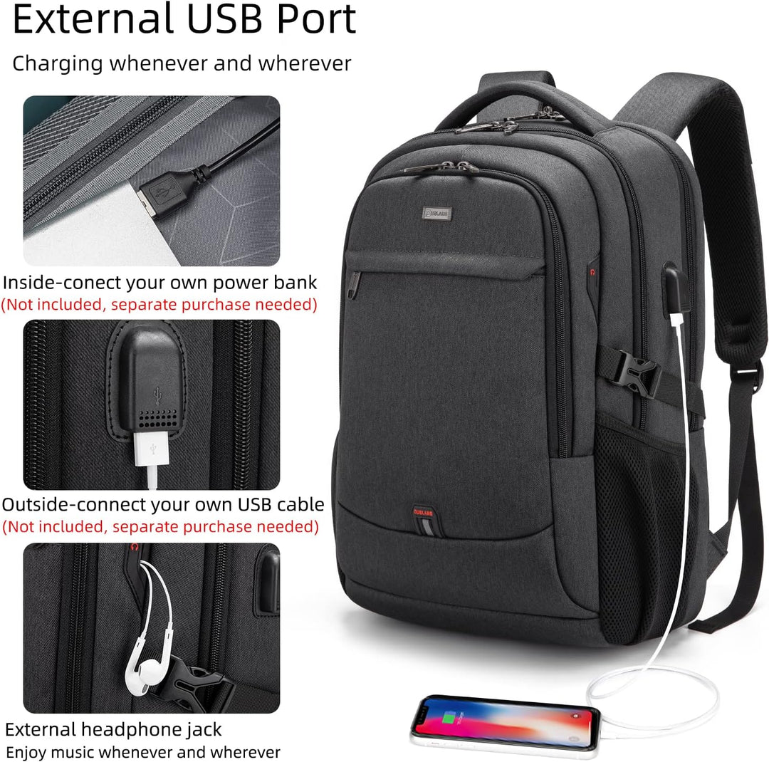 Unisex Travel Laptop Backpack Water-Resistant USB Port Organized