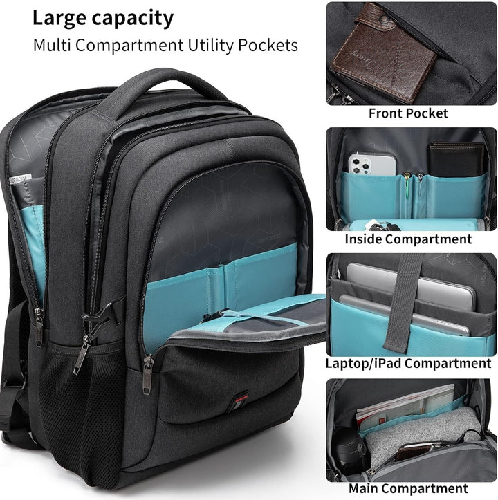 Unisex Travel Laptop Backpack Water-Resistant USB Port Organized