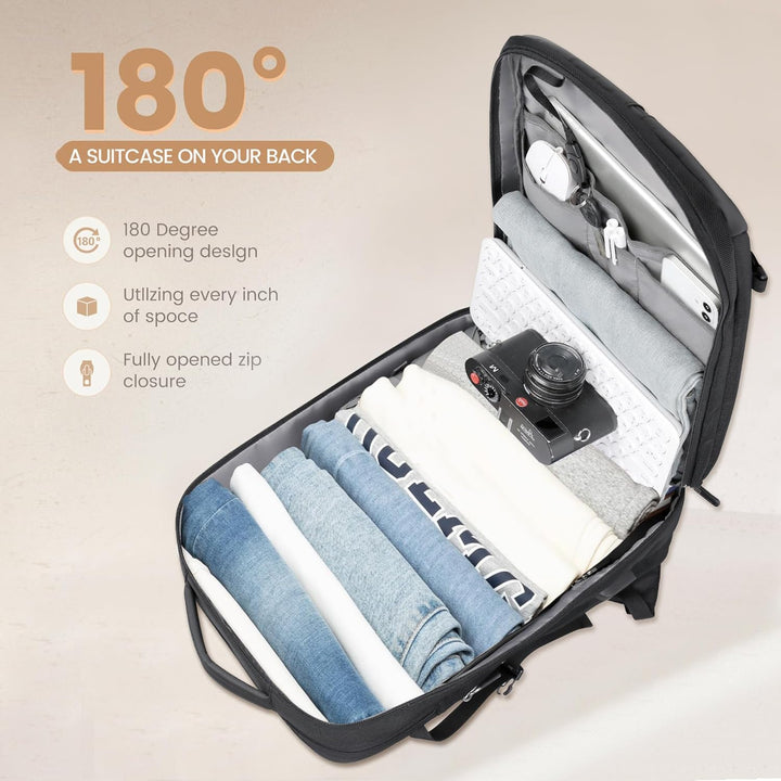 Unisex Expandable Waterproof Travel Backpack with USB Port and Laptop