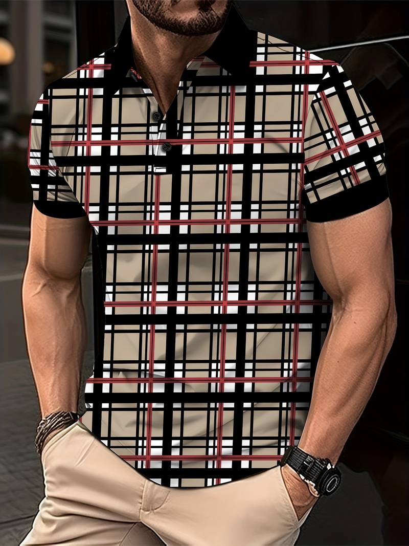 Mens Check Shirt Cotton Graphic Print Regular Fit - BritishMode