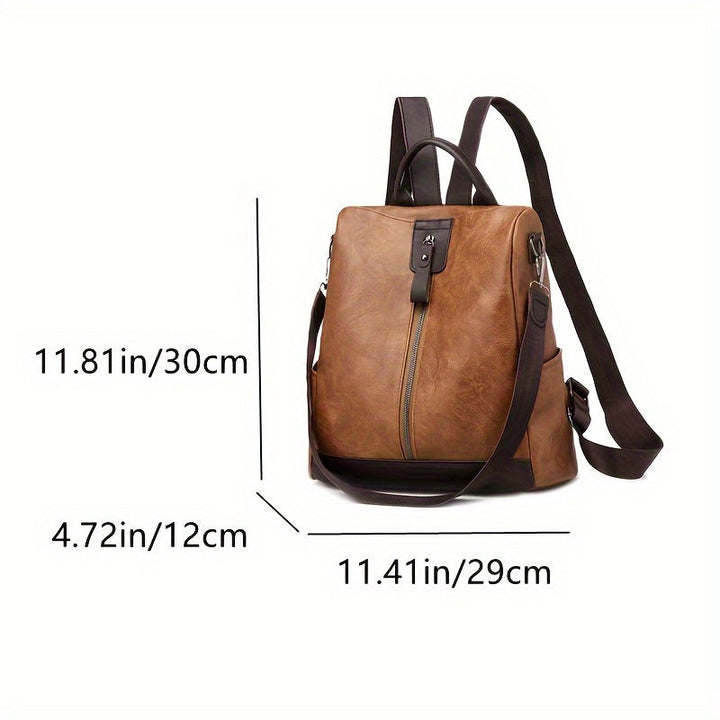 Womens Backpack Vegan PU Leather Secure Design