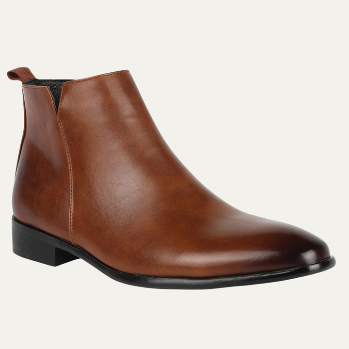 Mens Leather Slip-On Business Dress Ankle Boots