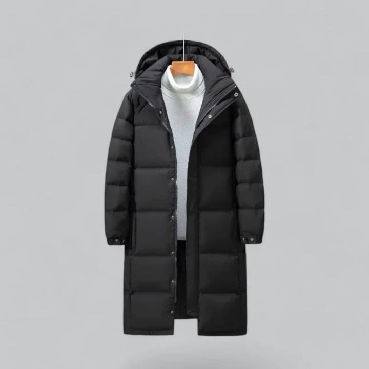 Mens Long Winter Coat with Hooded Design - BritishMode