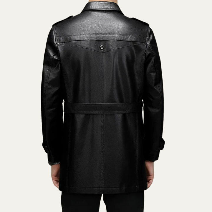 Mens Leather Trench Coat Smart Business Fit