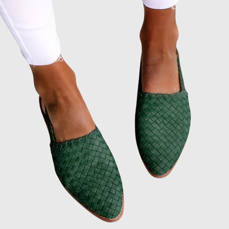 Womens Orthopedic Loafer Shoes Woven Pointed Toe Flat