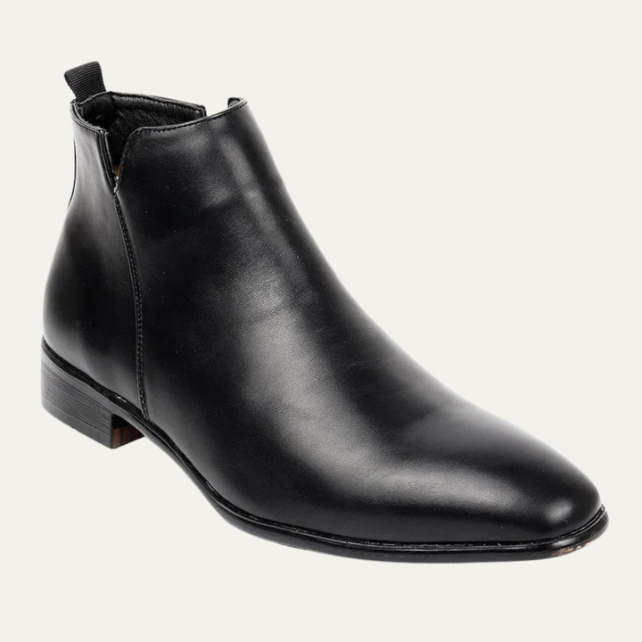 Mens Leather Slip-On Business Dress Ankle Boots - BritishMode