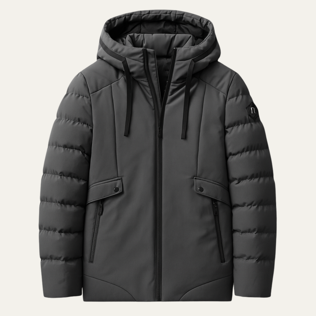 Mens Puffer Jacket with Hood Warm Winter Fit - BritishMode