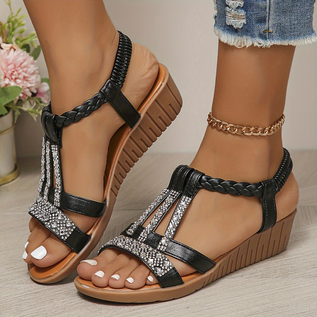 Womens Orthopaedic Wedge Sandals Ankle Strap Embellished