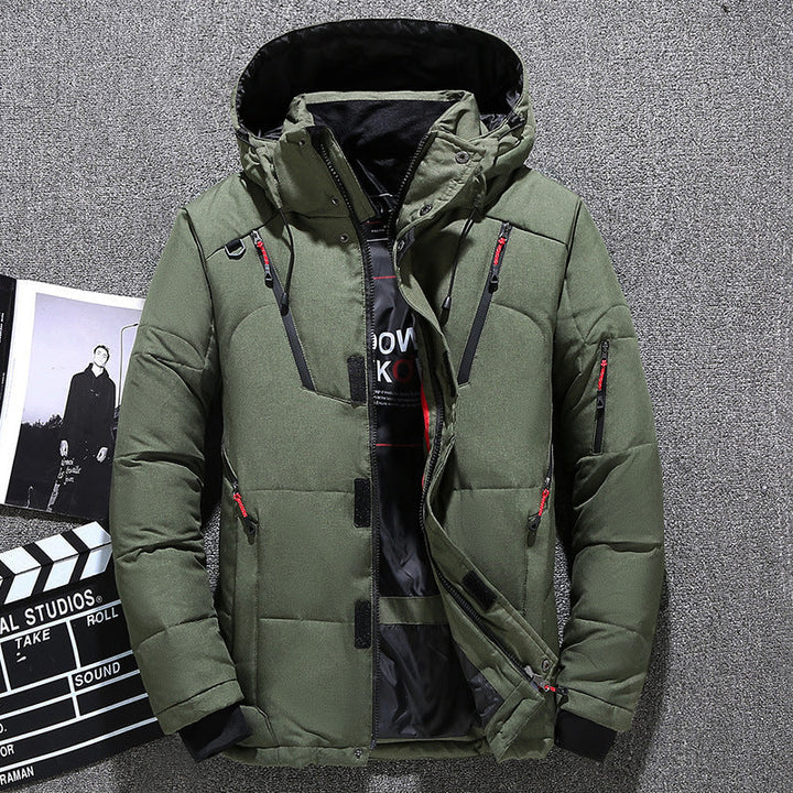 Mens Down Parka Jacket Waterproof Warm Hooded Outdoor