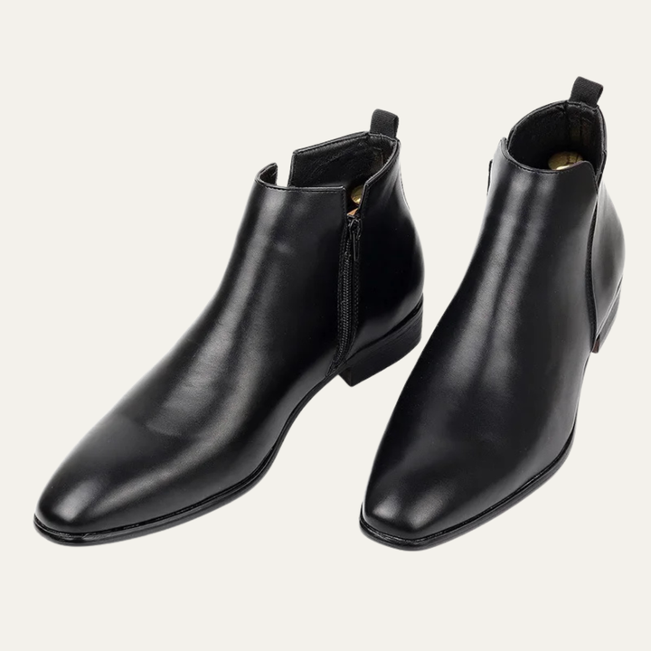 Mens Leather Slip-On Business Dress Ankle Boots